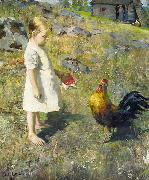 Akseli Gallen-Kallela, 'The girl and the rooster'